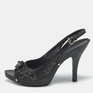 Dior Black Leather Open Toe Platform Slingback Sandals Size 39